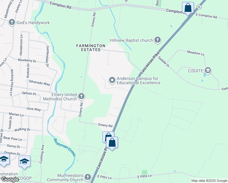 map of restaurants, bars, coffee shops, grocery stores, and more near 118 Silverstone Drive in Murfreesboro