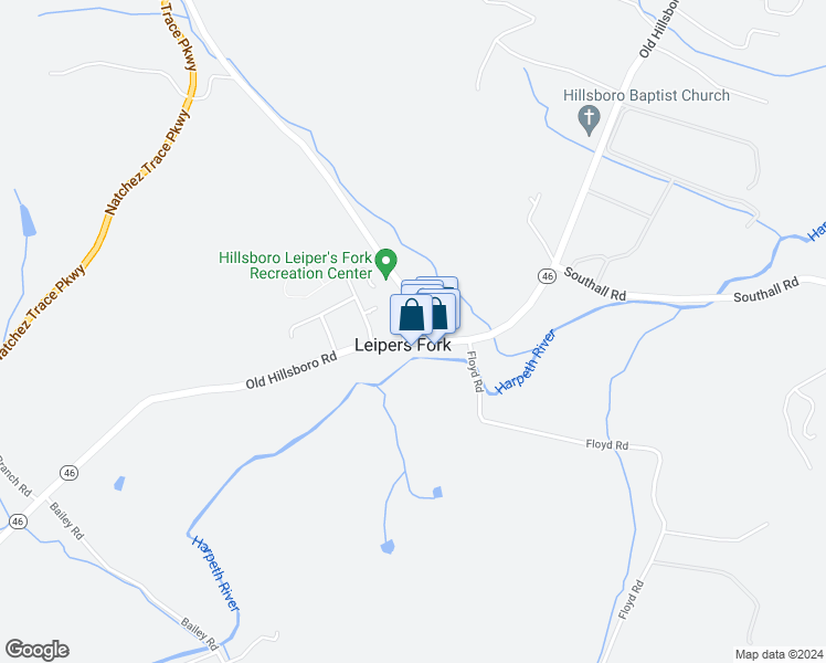map of restaurants, bars, coffee shops, grocery stores, and more near 4158 Old Hillsboro Road in Franklin