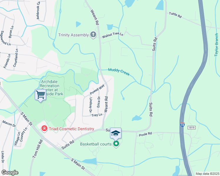 map of restaurants, bars, coffee shops, grocery stores, and more near 6078 Weant Road in Archdale