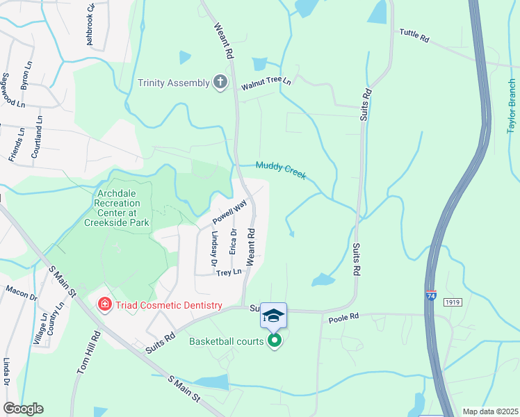 map of restaurants, bars, coffee shops, grocery stores, and more near 6078 Weant Road in Archdale