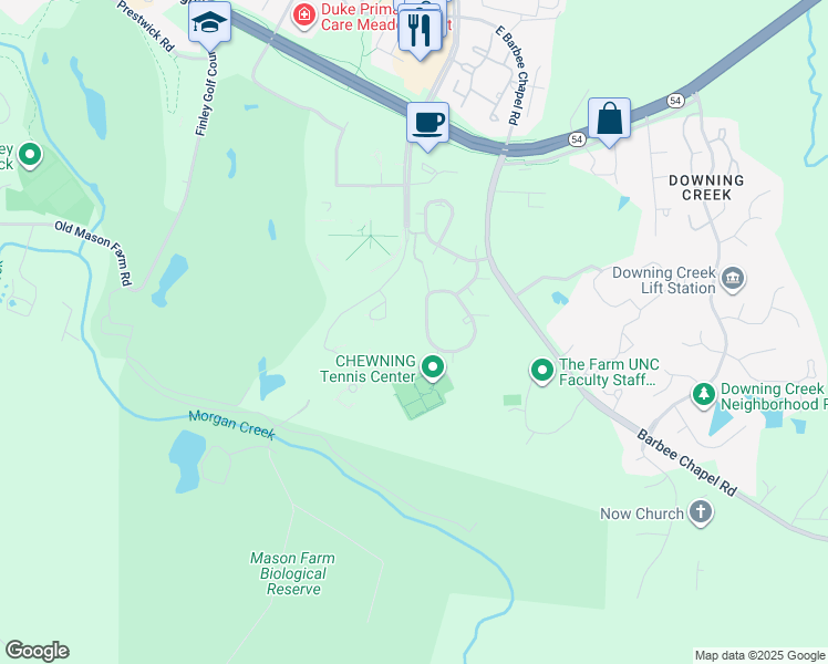 map of restaurants, bars, coffee shops, grocery stores, and more near 287 Summerwalk Circle in Chapel Hill
