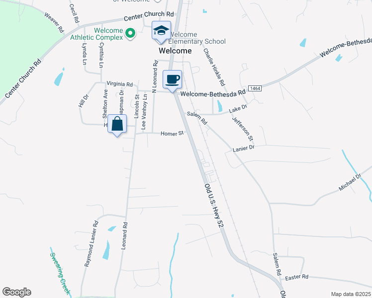 map of restaurants, bars, coffee shops, grocery stores, and more near 5219 Old U.S. Highway 52 in Lexington