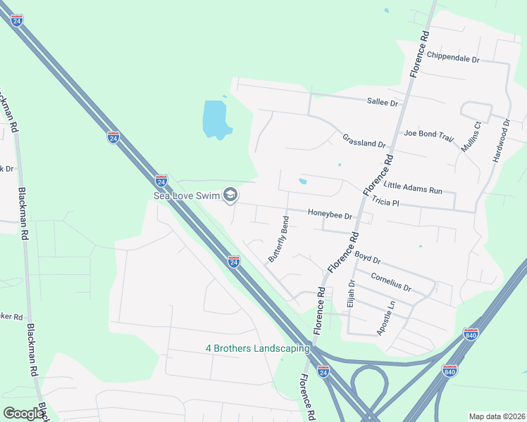 map of restaurants, bars, coffee shops, grocery stores, and more near 5216 Honeybee Drive in Murfreesboro