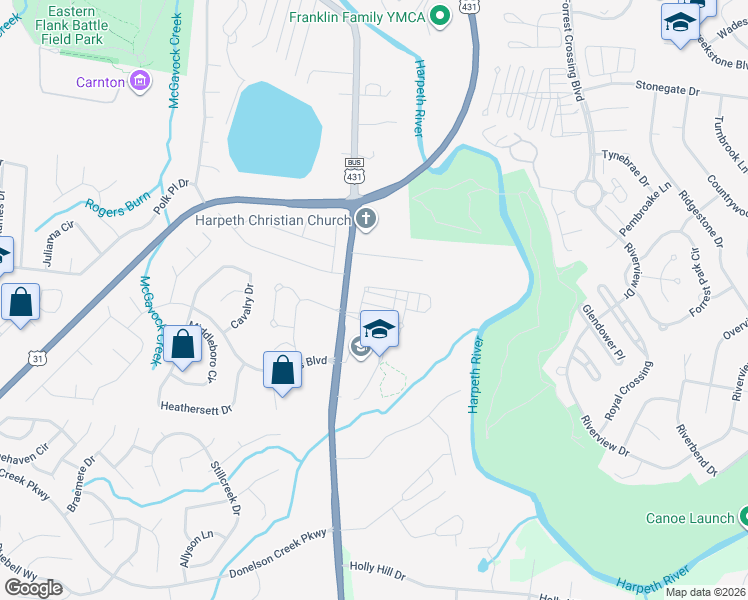 map of restaurants, bars, coffee shops, grocery stores, and more near 306 Meadowglade Lane in Franklin