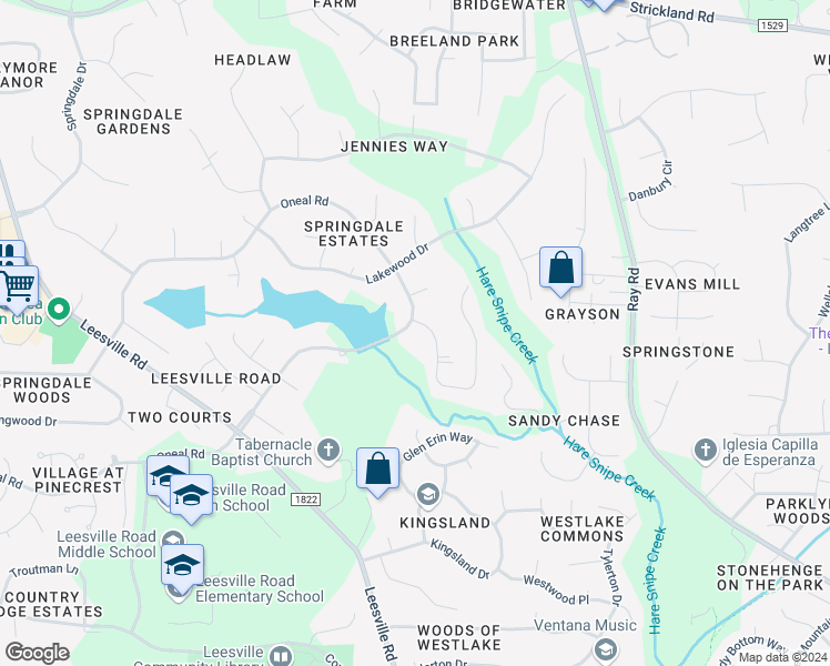 map of restaurants, bars, coffee shops, grocery stores, and more near 8500 Valley Brook Drive in Raleigh