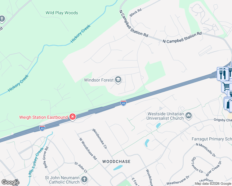 map of restaurants, bars, coffee shops, grocery stores, and more near 931 Dora Rose Road in Knoxville