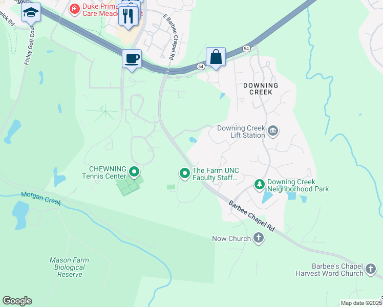 map of restaurants, bars, coffee shops, grocery stores, and more near 5147 Barbee Chapel Road in Chapel Hill
