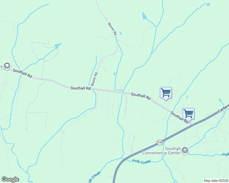 map of restaurants, bars, coffee shops, grocery stores, and more near Southall Road in Franklin