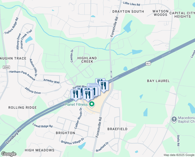 map of restaurants, bars, coffee shops, grocery stores, and more near 8565 Quarton Drive in Raleigh