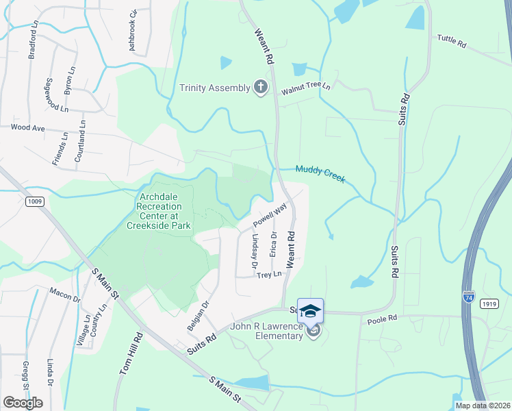 map of restaurants, bars, coffee shops, grocery stores, and more near 106 Mae Matilda Court in Archdale