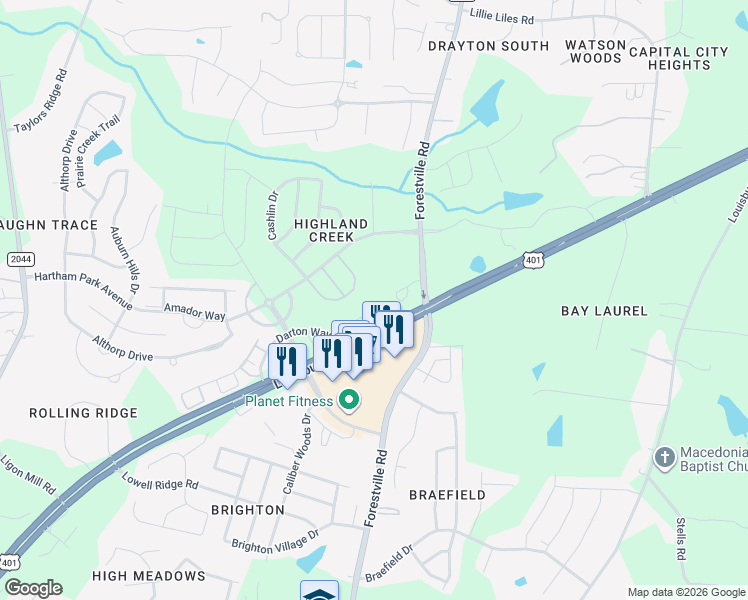 map of restaurants, bars, coffee shops, grocery stores, and more near 8571 Quarton Drive in Raleigh