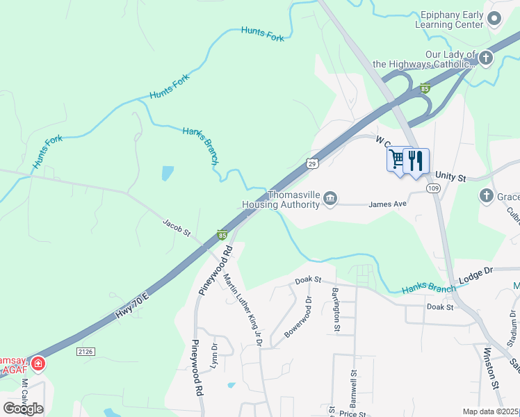 map of restaurants, bars, coffee shops, grocery stores, and more near 902 West Cooksey Drive in Thomasville