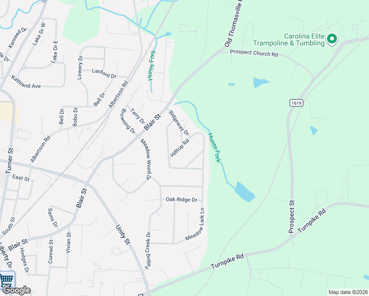 map of restaurants, bars, coffee shops, grocery stores, and more near 107 Hilltop Road in Thomasville