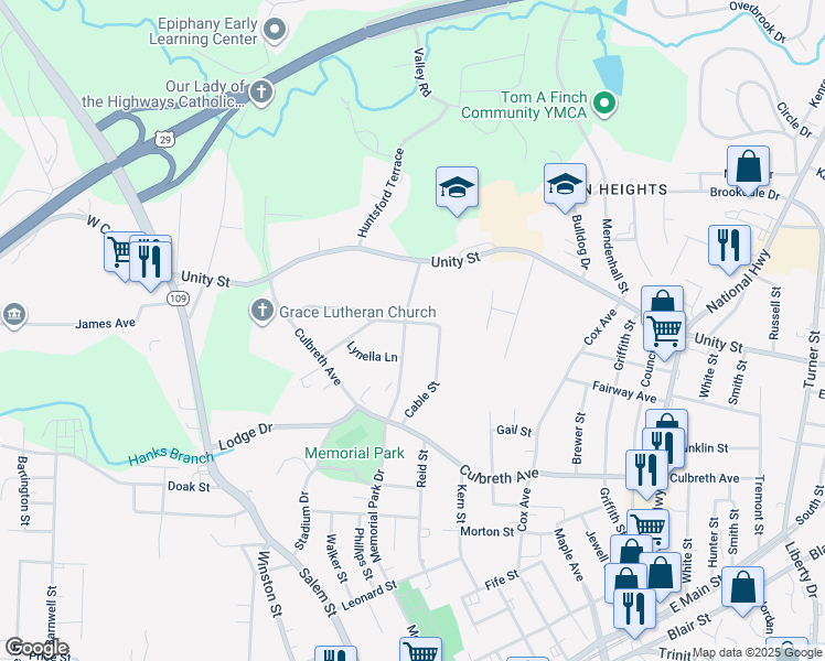 map of restaurants, bars, coffee shops, grocery stores, and more near 705 Memorial Park Drive in Thomasville