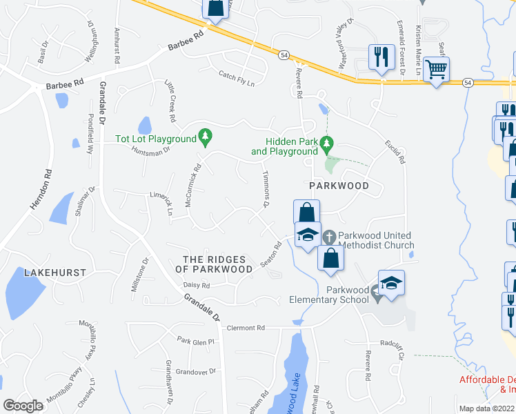 map of restaurants, bars, coffee shops, grocery stores, and more near 5531 McCormick Road in Durham