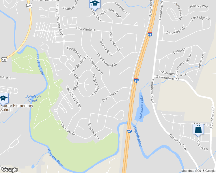 map of restaurants, bars, coffee shops, grocery stores, and more near 412 Ridgestone Drive in Franklin