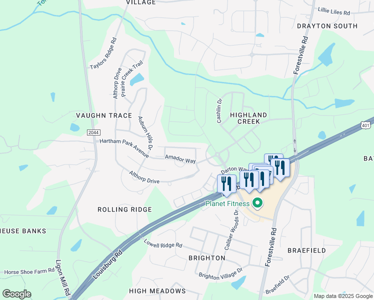 map of restaurants, bars, coffee shops, grocery stores, and more near 8310 Yaxley Hall Drive in Raleigh