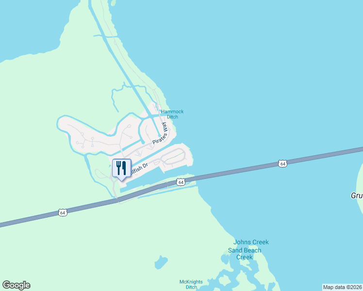 map of restaurants, bars, coffee shops, grocery stores, and more near 28 Sailfish Drive in Manteo