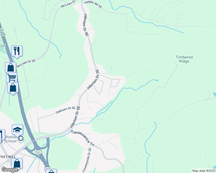 map of restaurants, bars, coffee shops, grocery stores, and more near 1014 Garden Street Southeast in Lenoir