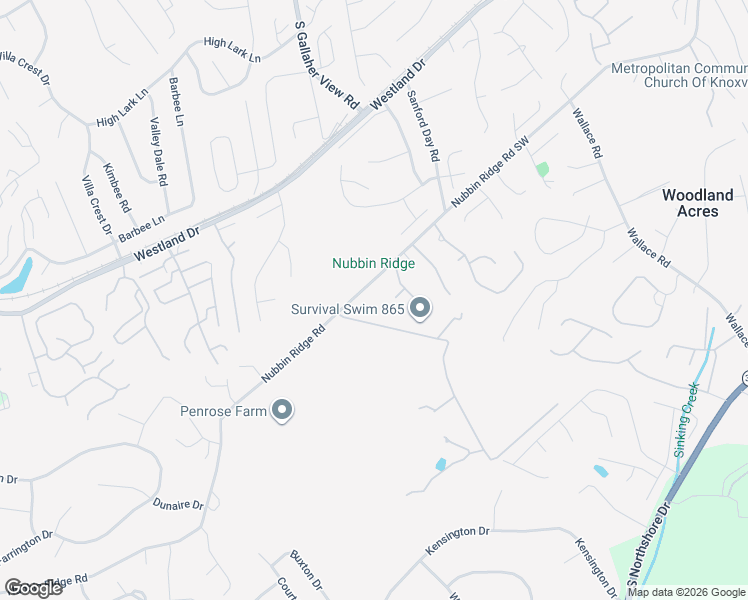 map of restaurants, bars, coffee shops, grocery stores, and more near 8368 Nubbin Ridge Road in Knoxville