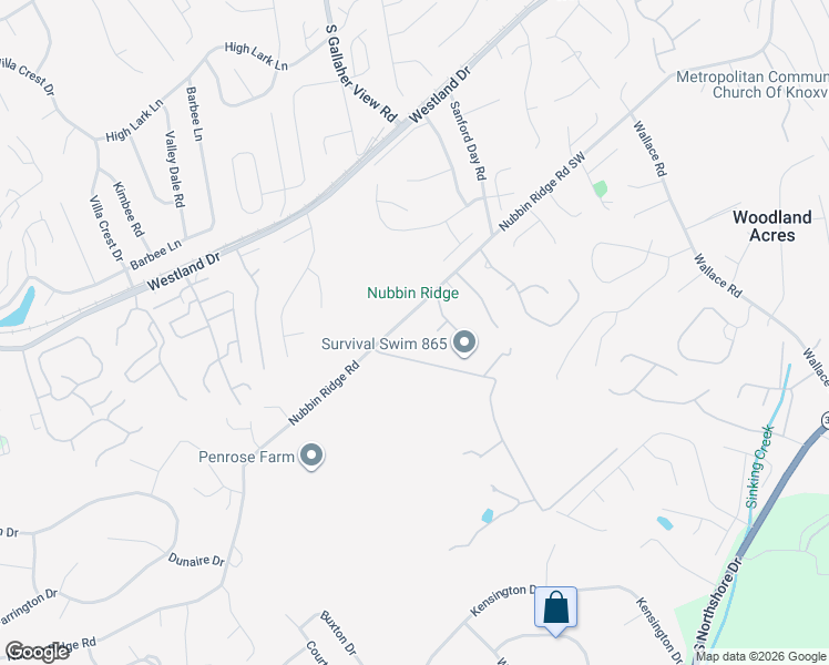 map of restaurants, bars, coffee shops, grocery stores, and more near 8368 Nubbin Ridge Road in Knoxville