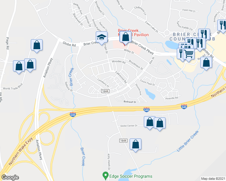 map of restaurants, bars, coffee shops, grocery stores, and more near 10310 Strome Avenue in Raleigh