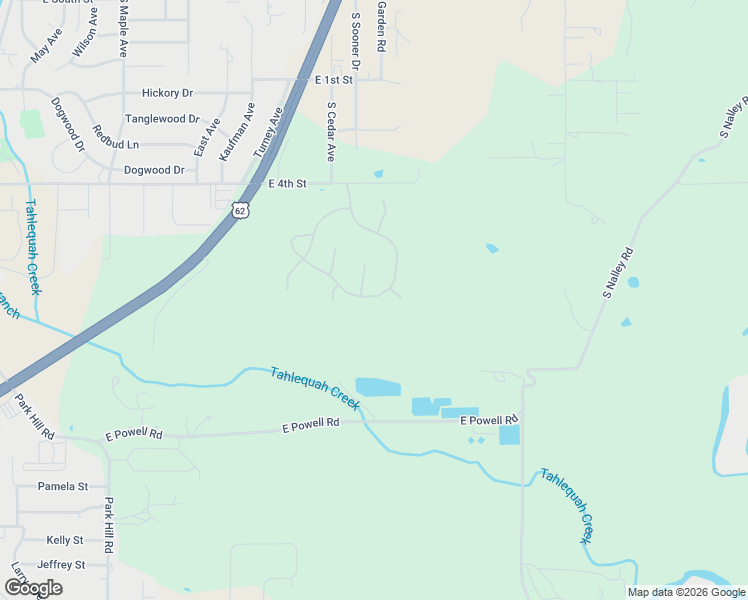 map of restaurants, bars, coffee shops, grocery stores, and more near 1160 Watercolor Drive in Tahlequah