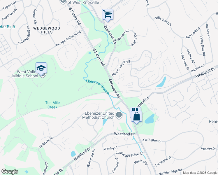 map of restaurants, bars, coffee shops, grocery stores, and more near 865 Ebenezer Road in Knoxville