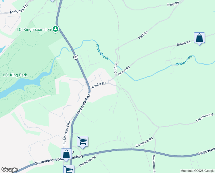 map of restaurants, bars, coffee shops, grocery stores, and more near 2802 Maryville Pike in Knoxville