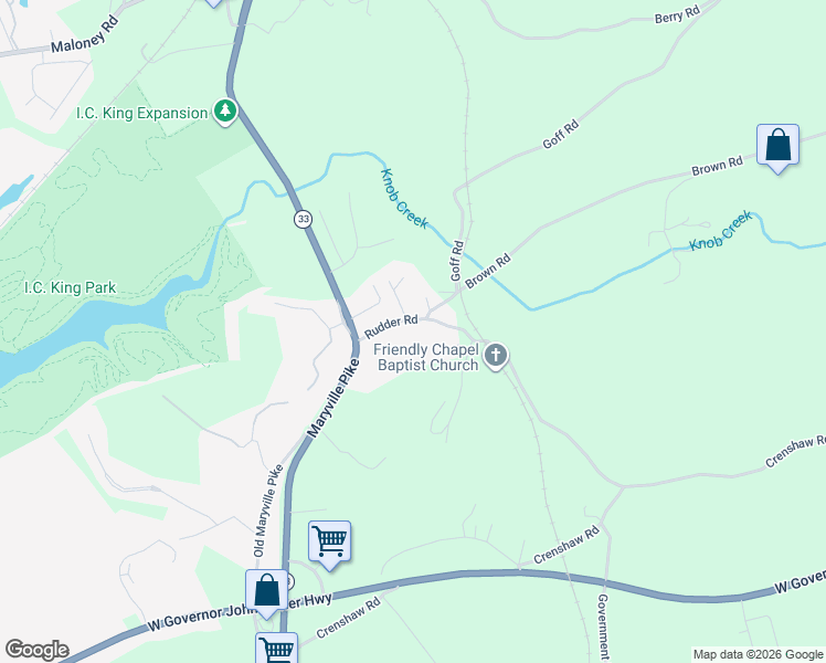 map of restaurants, bars, coffee shops, grocery stores, and more near 2802 Maryville Pike in Knoxville