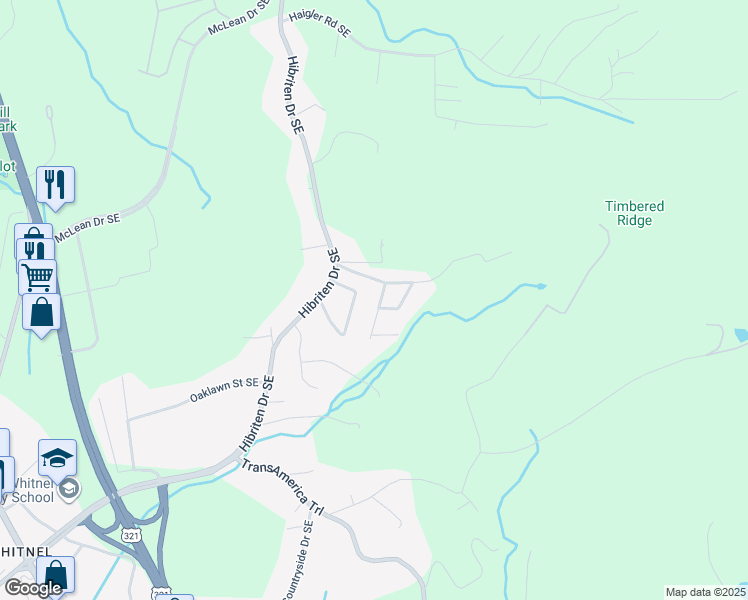 map of restaurants, bars, coffee shops, grocery stores, and more near 1014 Garden Street Southeast in Lenoir