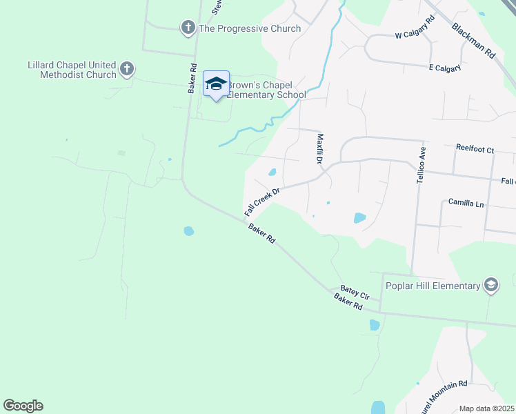 map of restaurants, bars, coffee shops, grocery stores, and more near 1007 Fall Creek Drive in Murfreesboro