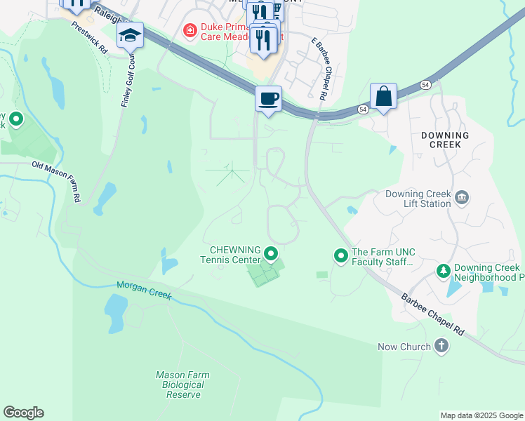 map of restaurants, bars, coffee shops, grocery stores, and more near 273 Summerwalk Circle in Chapel Hill