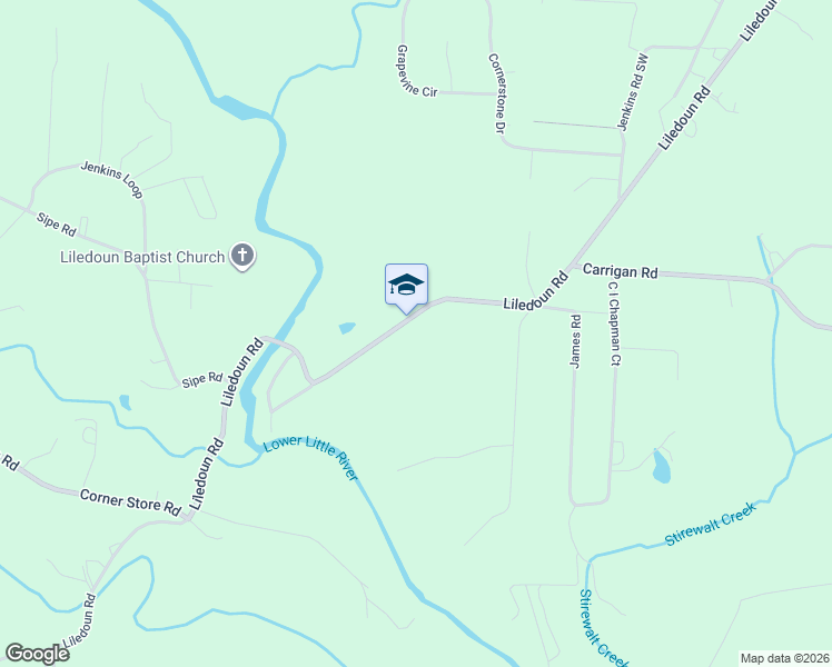 map of restaurants, bars, coffee shops, grocery stores, and more near 2229 Liledoun Road in Taylorsville