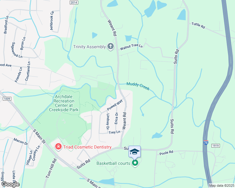 map of restaurants, bars, coffee shops, grocery stores, and more near 6135 Weant Road in Archdale
