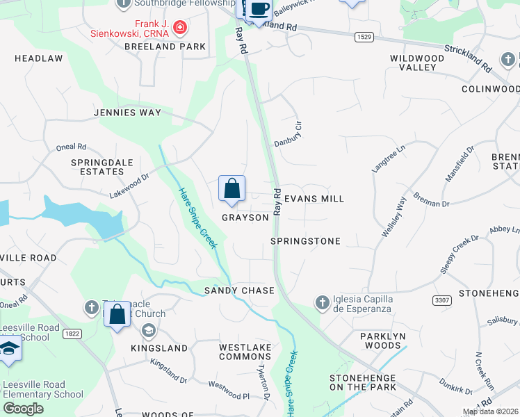 map of restaurants, bars, coffee shops, grocery stores, and more near 8409 Ray Road in Raleigh