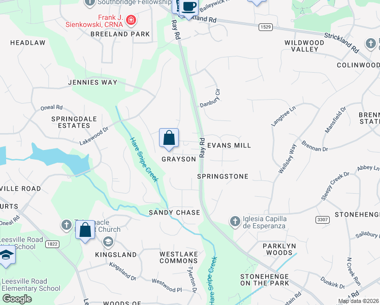 map of restaurants, bars, coffee shops, grocery stores, and more near 8409 Ray Road in Raleigh