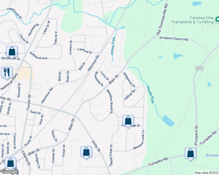 map of restaurants, bars, coffee shops, grocery stores, and more near 1379 Blair Street in Thomasville