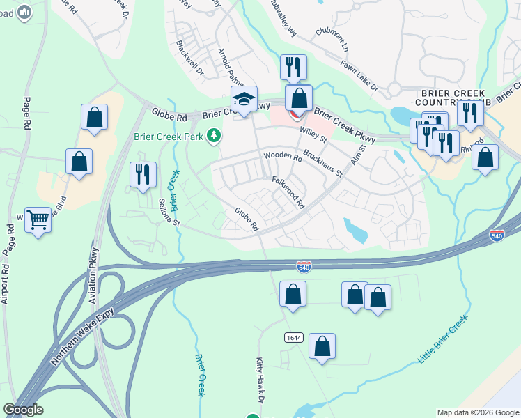 map of restaurants, bars, coffee shops, grocery stores, and more near 9300 Alcazar Walk in Raleigh