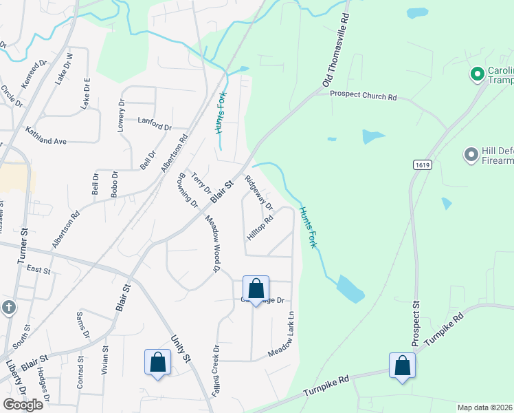 map of restaurants, bars, coffee shops, grocery stores, and more near 113 Ridgeway Drive in Thomasville