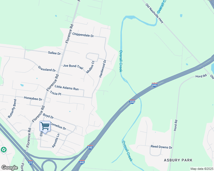 map of restaurants, bars, coffee shops, grocery stores, and more near 4203 Birch Drive in Murfreesboro