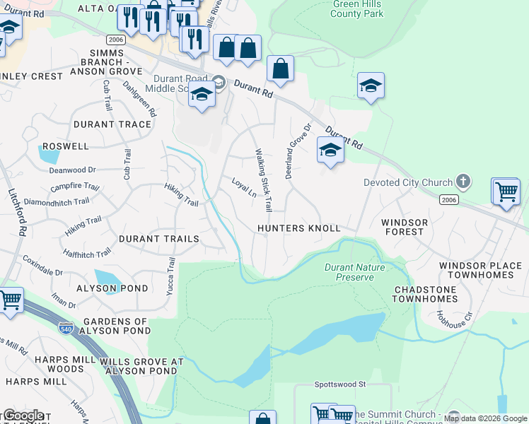 map of restaurants, bars, coffee shops, grocery stores, and more near 8812 Salute Street in Raleigh
