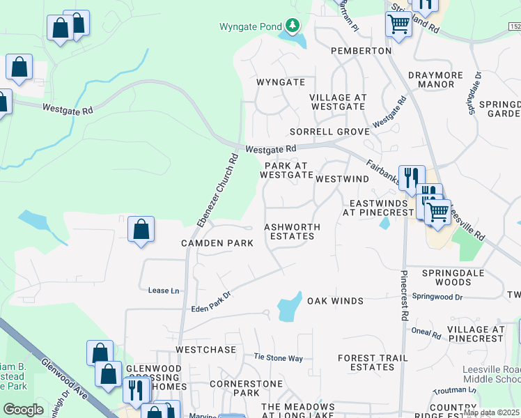 map of restaurants, bars, coffee shops, grocery stores, and more near 9321 Stone Mountain Road in Raleigh