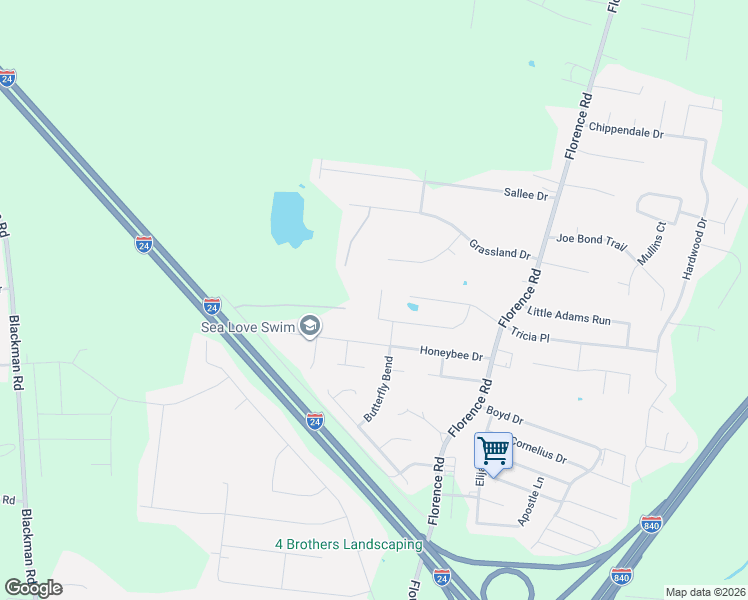 map of restaurants, bars, coffee shops, grocery stores, and more near 5297 Asbury Lane in Murfreesboro
