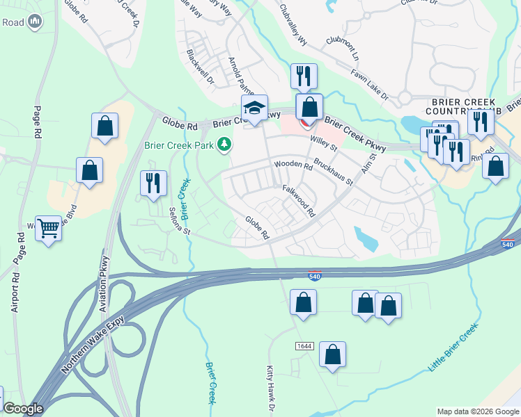 map of restaurants, bars, coffee shops, grocery stores, and more near 9300 Alcazar Walk in Raleigh