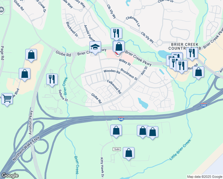 map of restaurants, bars, coffee shops, grocery stores, and more near 9103 Maria Luisa Place in Raleigh