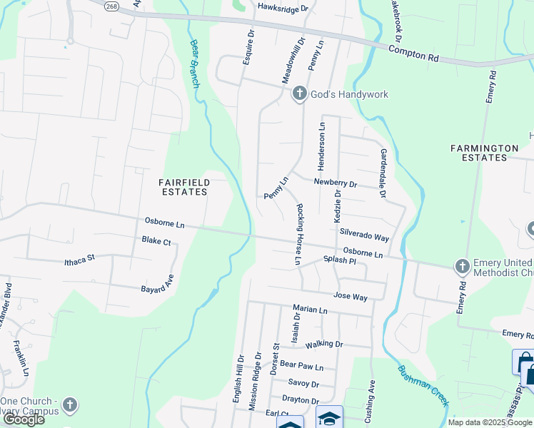 map of restaurants, bars, coffee shops, grocery stores, and more near 2814 Meadowhill Drive in Murfreesboro