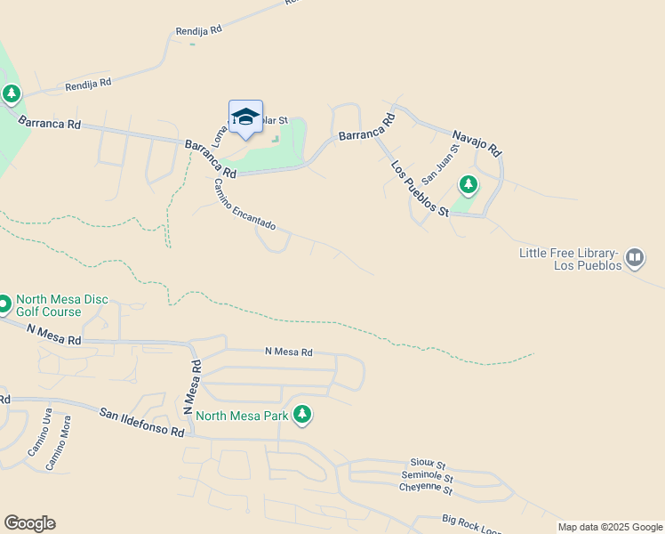 map of restaurants, bars, coffee shops, grocery stores, and more near 90 Escondido Street in Los Alamos