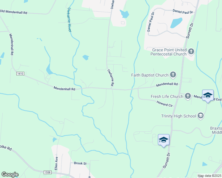 map of restaurants, bars, coffee shops, grocery stores, and more near 6001 Mendenhall Road in High Point