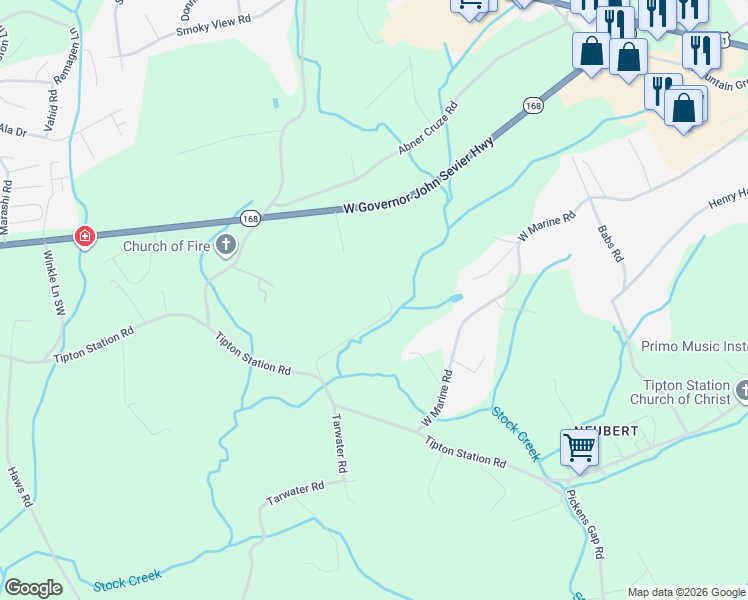 map of restaurants, bars, coffee shops, grocery stores, and more near 904 Breeden Road in Knoxville